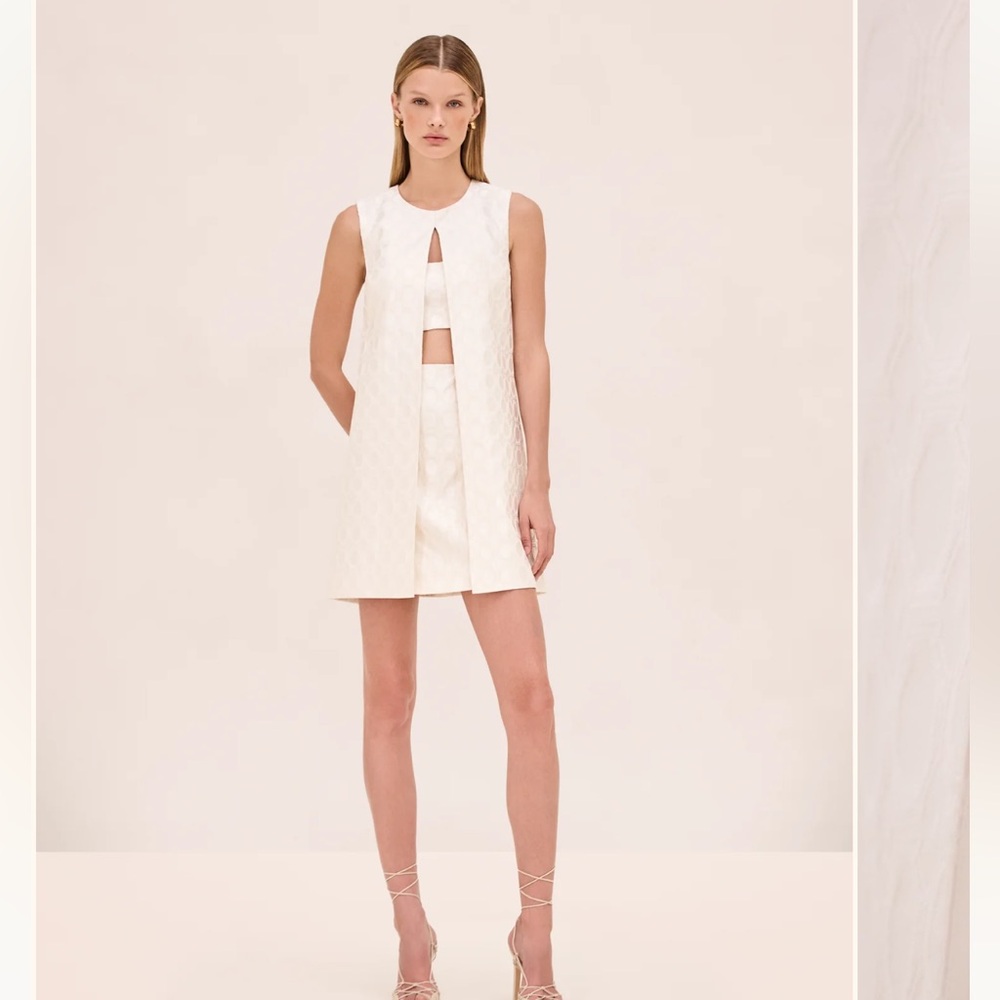 Alexis Cream Sleeveless Mini Dress with Overlay
